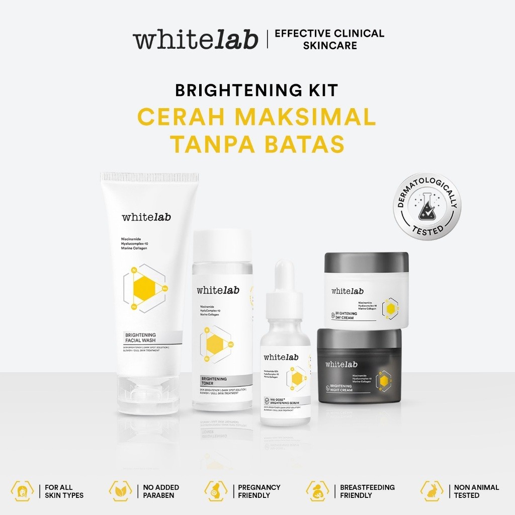 Whitelab Brightening Paket Wajah 5in1 Mencerahkan Wajah Paket Skincare White Lab Pemutih Wajah BPOM