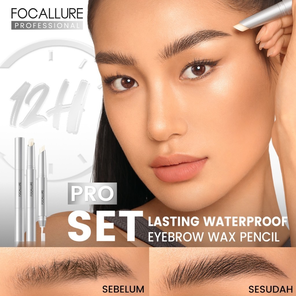 Focallure Eyebrow Wax Browcara 2-in-1 Built-in Brush || Brow Wax Transparan Waterproof & Sweatproof