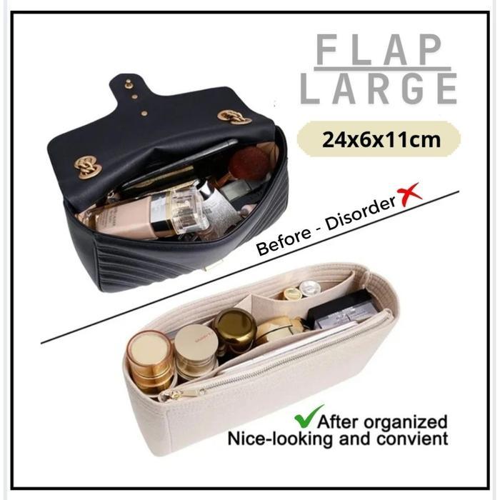 (Copper House) Flap Bag Micro Organizer with Side Zipper/ Dual in Bag insert bag in bag - FLAP Large