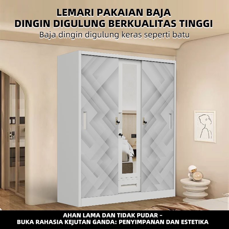 LEMARI BAJA 3 PINTU ANTI RAYAP & BAU - AMAN UNTUK BAYI/ANAK - Free Formalin, Kuat & Awet