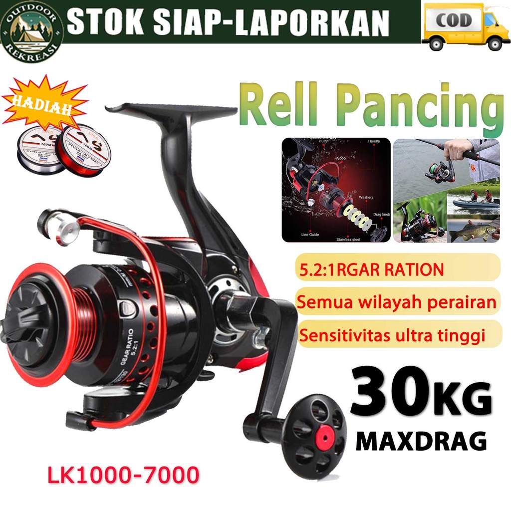 (COD)Reel Pancing LK2000-7000 Putar Rell Rill Pancing Katrol Kerekan Pancing Fishing Reel Spool Meta
