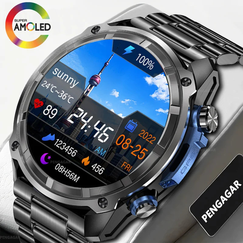 Jam Tangan Pintar Militer Baru 2025 GPS Pelacak Kompas Altimeter Panggilan Bluetooth Baterai 860mAh 