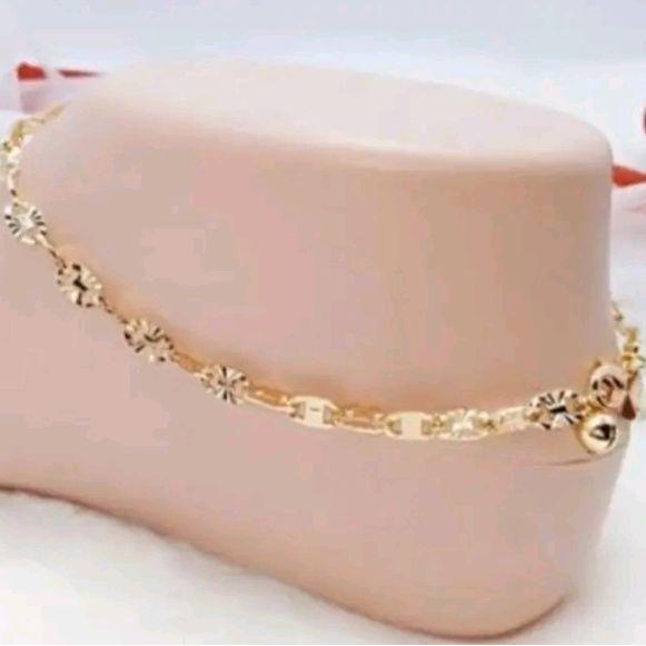 Gelang Kaki Titanium Pecah Kopi Perhiasan Fashion Wanita Dewasa Anti Luntur Anti Karat dengan Desain