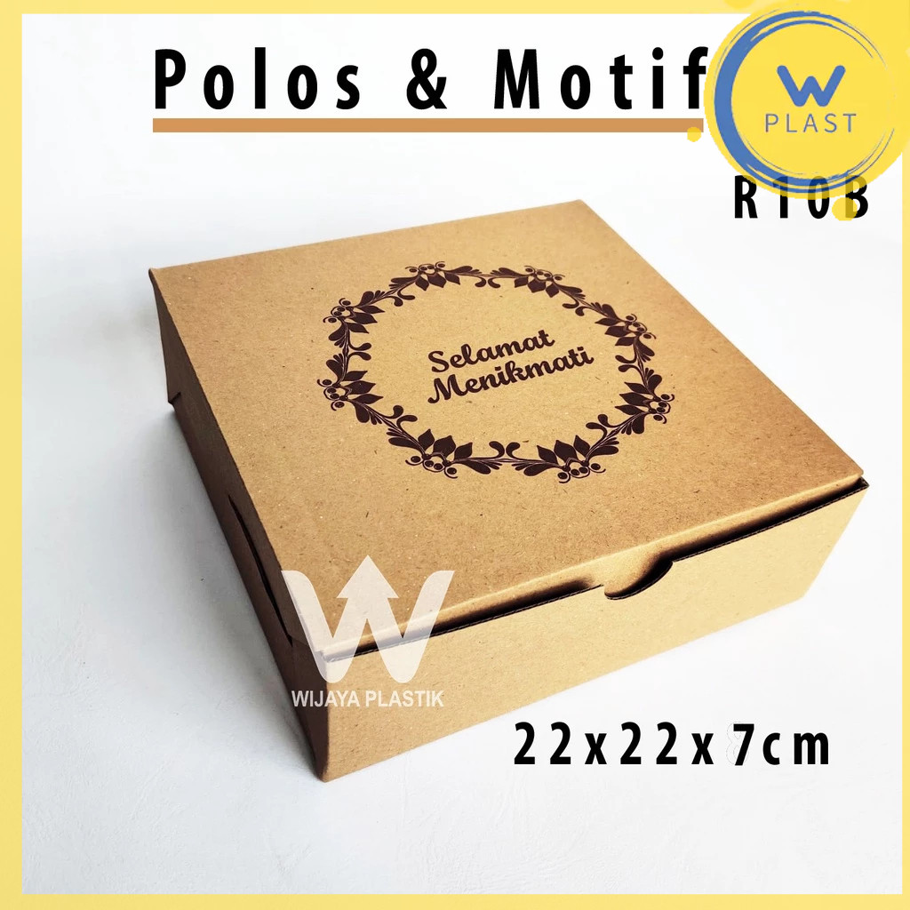 Box Nasi Kue ( R10B ) 22x22 ( Polos & Motif ) E & F Flute --- @Pcs | nasi kue kardus dus corrugated 