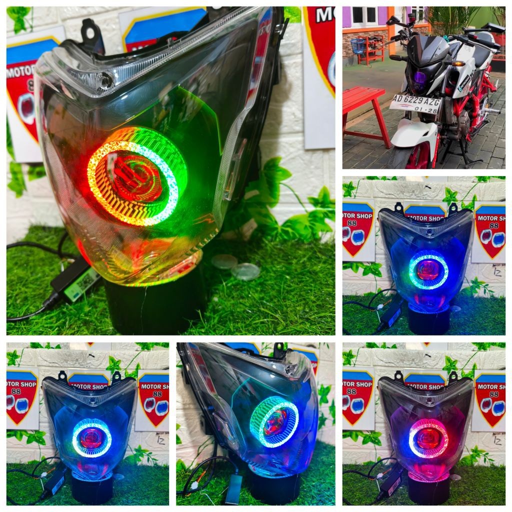 reflektor depan CB 150 R custom lampu biled metrix RGB model bulad