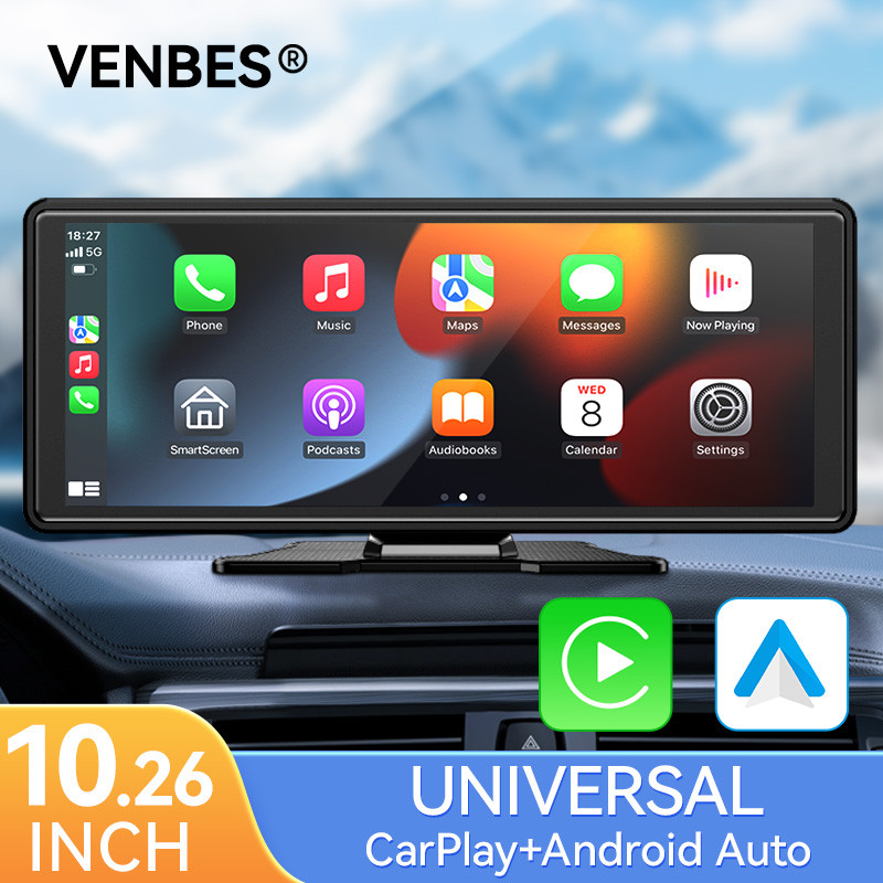 VENBES Radio Mobil 10.26" Carplay Android Auto Layar Mobil IPS Layar Sentuh Mendukung Mirrorlink USB