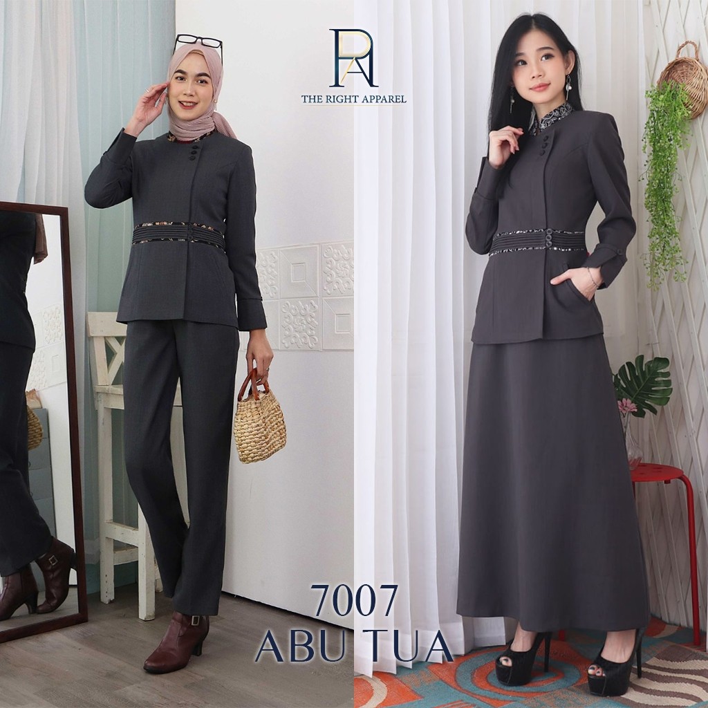 Seragam PNS ID - Blazer Seragam Wanita Jas Formal Kerah Mandarin Shanghai Lengan Panjang Kancing Sam