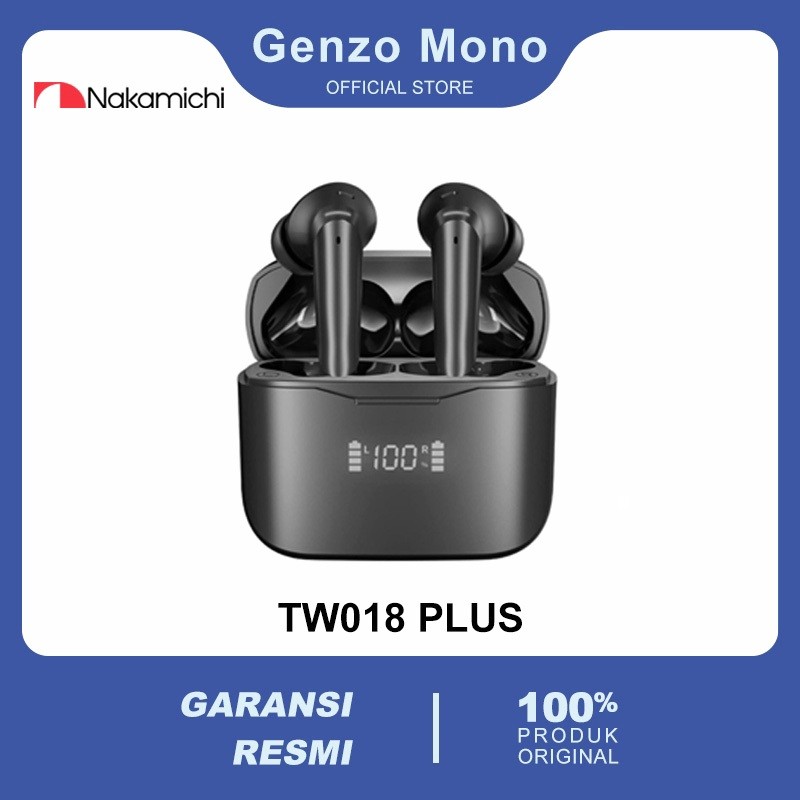 Nakamichi TW018ENC PLUS True Wireless Earbuds Bluetooth Earphone TWS – Earbuds Nirkabel dengan ENC, 