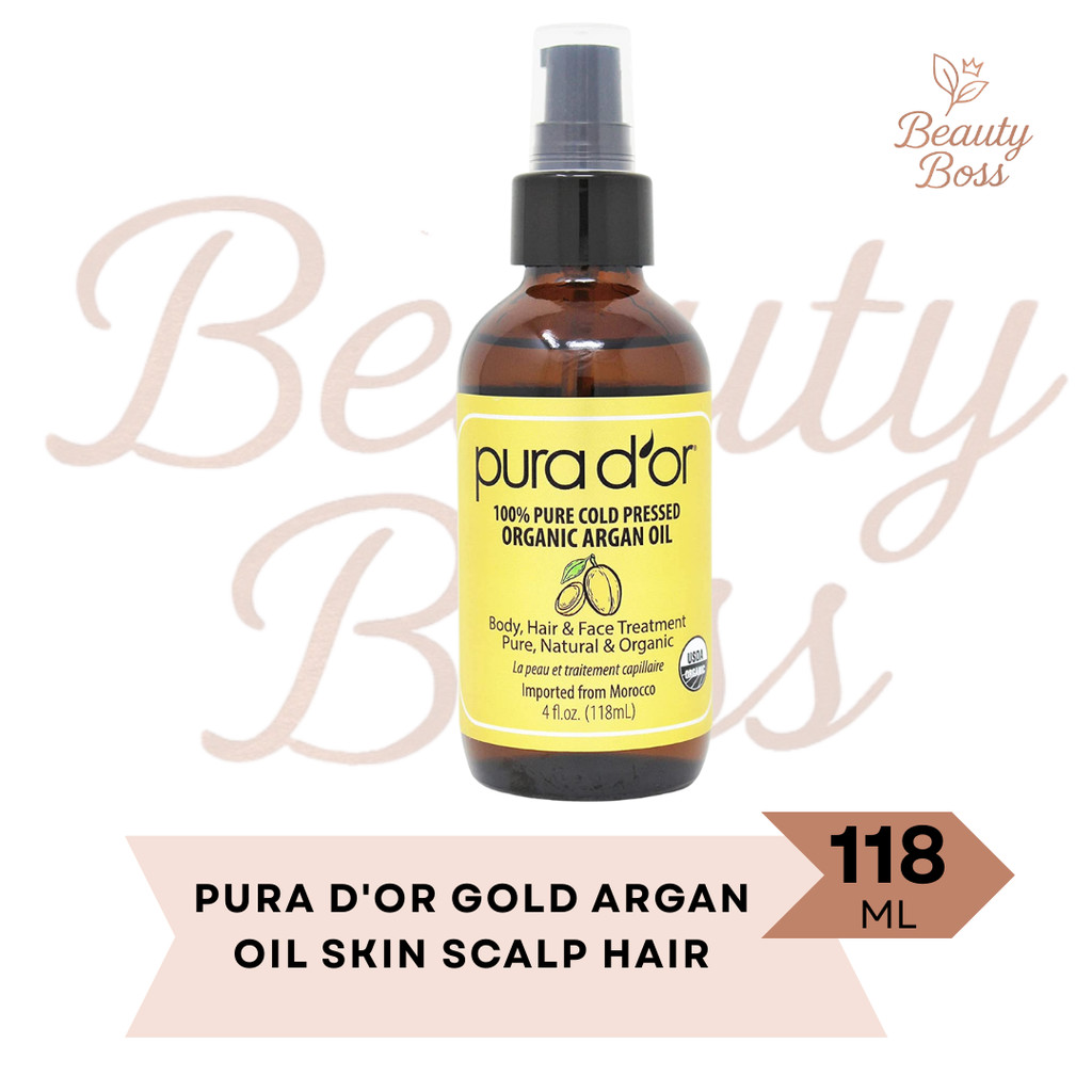 PURA D'OR D OR 100% Pure Organic Argan Oil for Body Hair Face 118 ML Pura Dor Purador