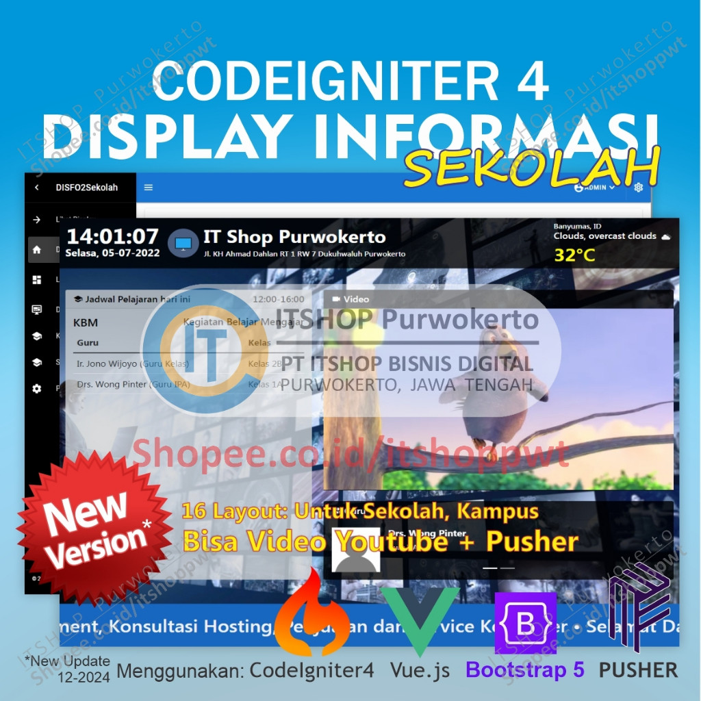 Source Code Aplikasi Web Display Informasi DISFO Sekolah menggunakan Codeigniter
