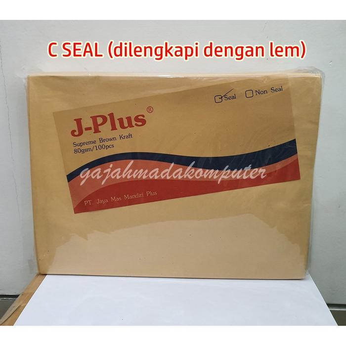 Amplop Kertas Coklat Samson C SEAL ada perekat / Lem merk J Plus J-Plus uk A4 isi 100pcs - Spesifika