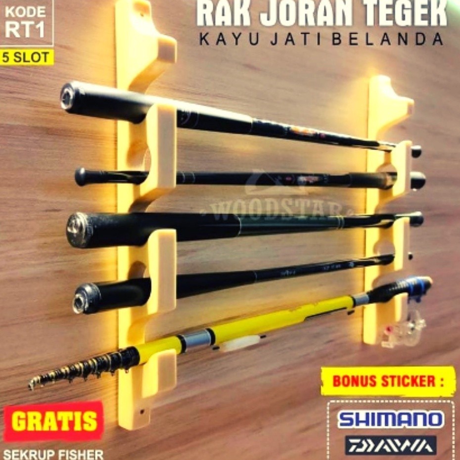 Rak Joran Kayu Tempat Joran Pancing Dinding Rak Joran Portable Djati Bhelanda Rak Joran Tempel NR33