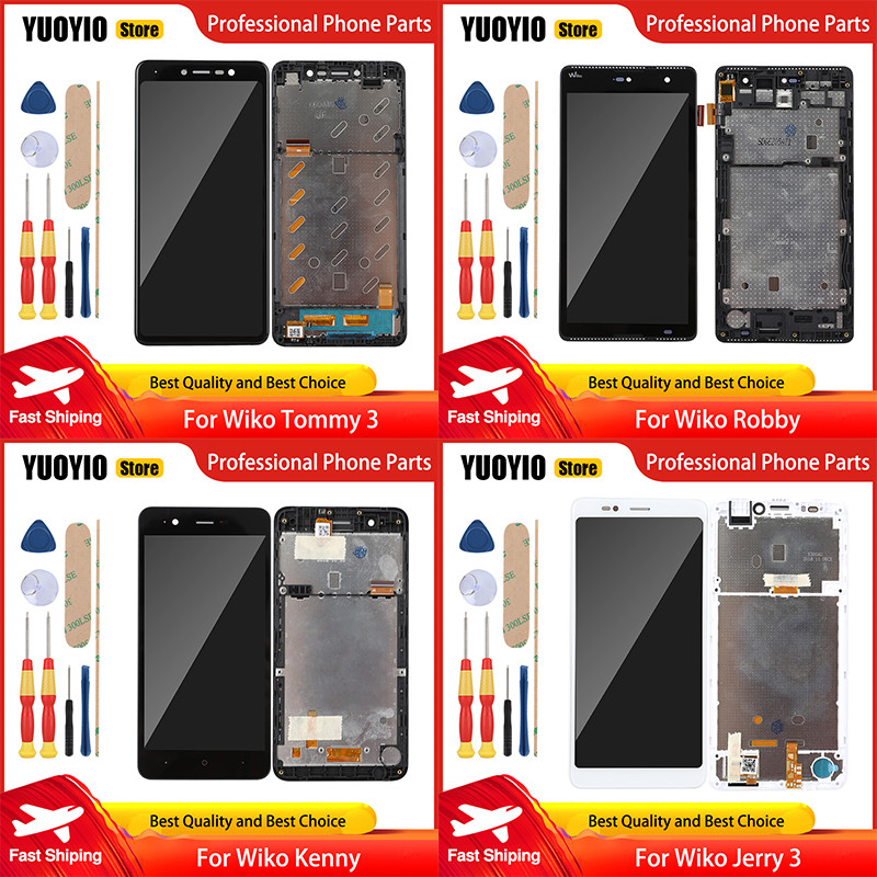 Original LCD splay For Wiko Tommy 3 Jerry 2 Jerry 3 Kenny Robby With Frame Tou Screen gitizer Assemb