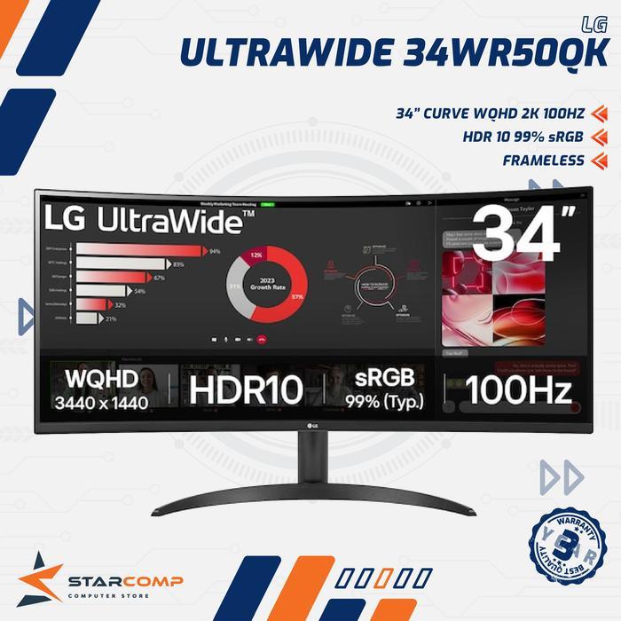 LG UltraWide 34WR50QK Curve 34 Inch WQHD 2K 100Hz Monitor LED