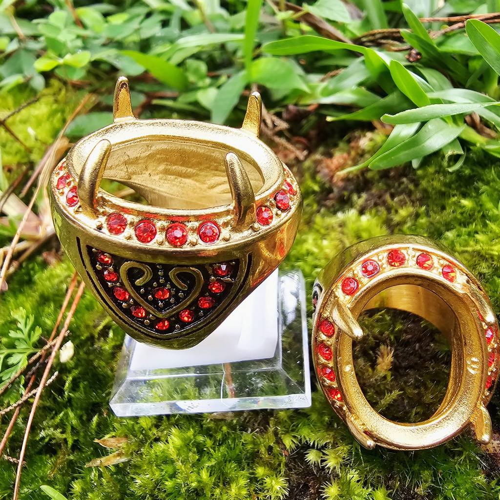 Dika Acc. Emban Ring Batu Akik Warna Gold dengan Permata Zircon Ruby Merah / Ring Emas dengan Permat