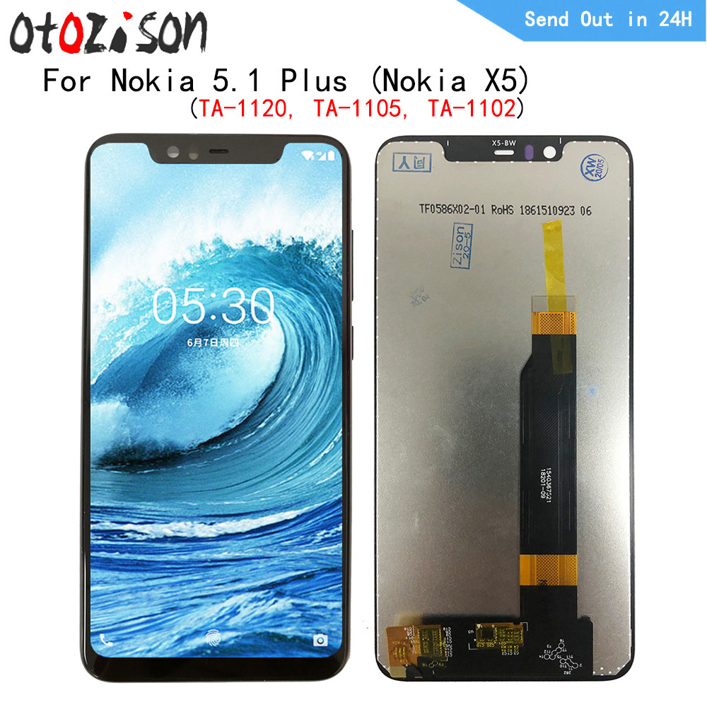 For Nokia X5 LCD 5.86" IPS splay For Nokia 5.1 plus  TA-1120, TA-1105 LCD Screen Tou Panel gitizer W