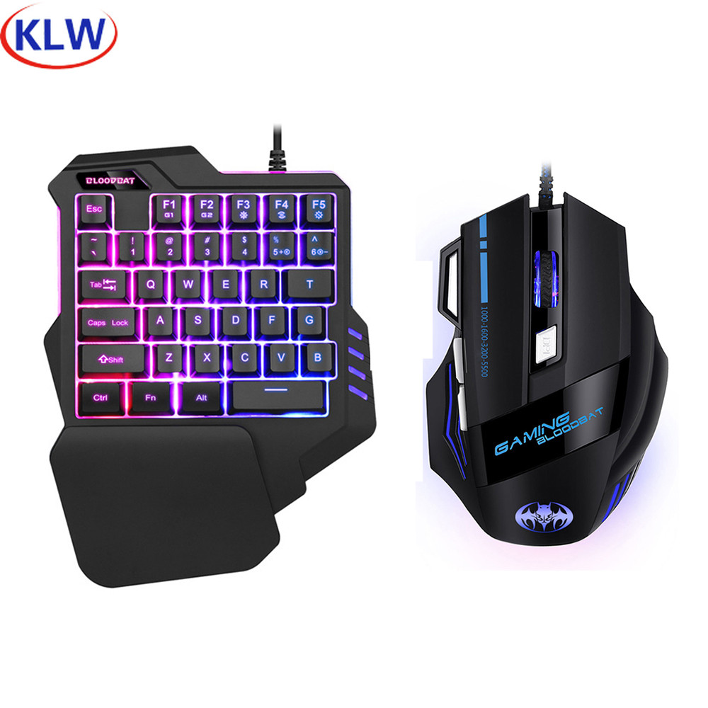 RGB Backlit Gaming Keyboard And Mouse Combo One-Handed Keypad with 3200 DPI Mouse Game Converter for