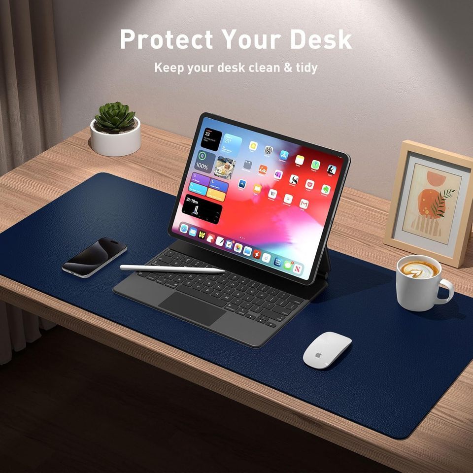 Desk Pad Protector, Office Desk Mat, Large Mouse Pad, Waterproof  Non-Slip PU Leather Desk Blotter f