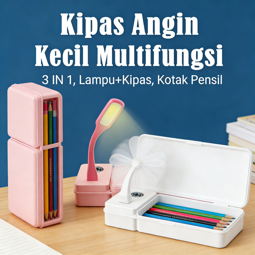 Pensil Kotak Kecil 1 Tempat Meja Kotak Siswa Multifungsi Lampu