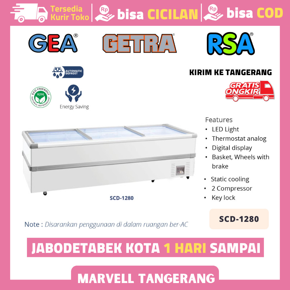 GEA SCD 1280 ISLAND FREEZER SLIDING GLASS FLAT 2 KOMPRESOR
