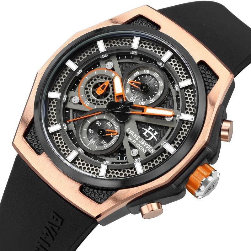 BUY 1 GET 1..JAM TANGAN PRIA EVANS JAYDEN ORIGINAL 9585 RUBBER