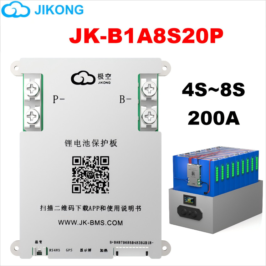 JK BMS 200A Jikong Bms JK-B1A8S20P Smart BMS 8S 24V Active Balance 2A bms untuk baterai lithium ion 
