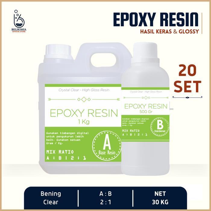 Epoxy Resin Bening Kemasan 20 Set - Paket Ekonomis (Total 30Kg)