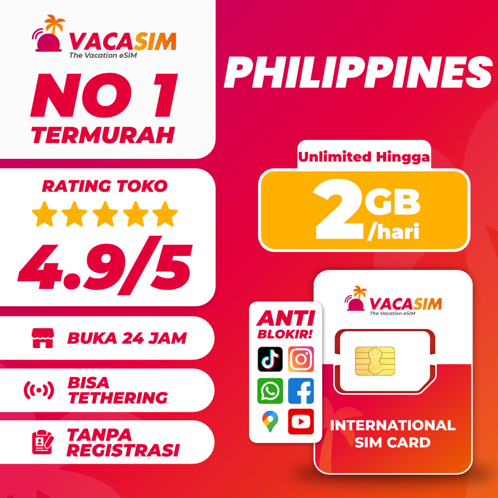 Sim Card Philippines Unlimited | Simcard Filipina Unlimited Langsung Aktif 15/20/30 Hari