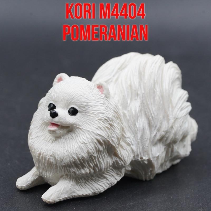 KORI White Pomeranian Dog Anjing Pom Putih Canis lupus familiaris Mainan Figure Binatang Miniature H