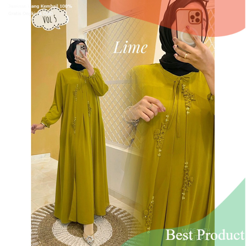 Long Dress Arnita Vol 5 Dress Hitam Putih Dusty Nude Sage Maron Brown Lavender Lilac Taro Gamis Musl