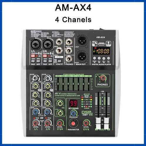 LOMEHO Mixer Audio Digital 4 Channel DSP 99 Effects Bluetooth - AM-AX4