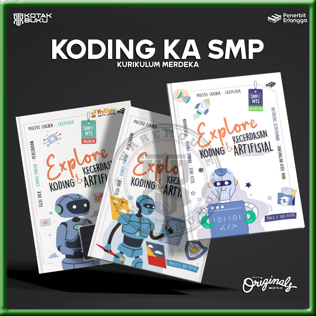 [ Erlangga ] Buku Explore Koding Kecerdasan Artifisial Kelas 7 8 9 SMP / Buku Koding SMP / 2025