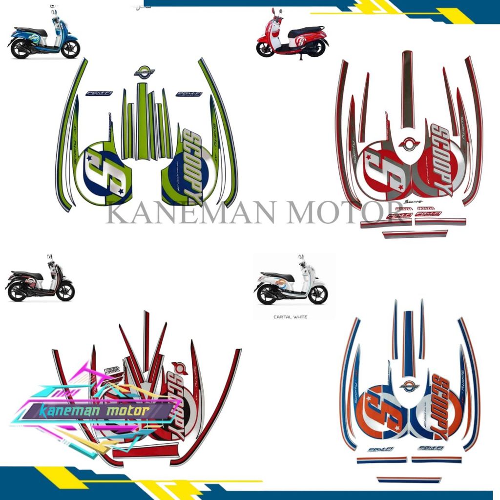 Striping stiker polet list body motor honda scoopy sporty 2015 2016 FullSet kualitas terbaik dan ter