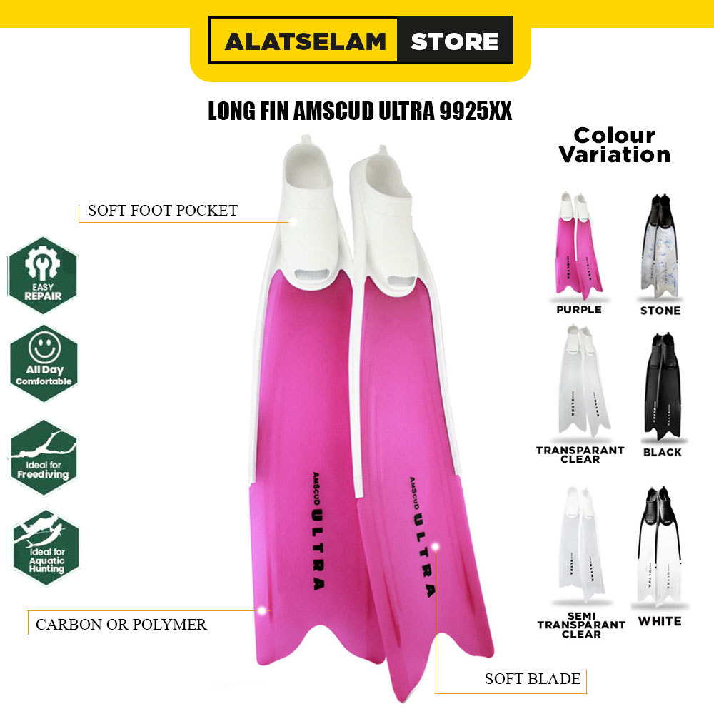 Long Fin AmScuD Ultra / Kaki katak Freediving / Fin Spearfishing / Fin Selam Freediving / Fin Panjan