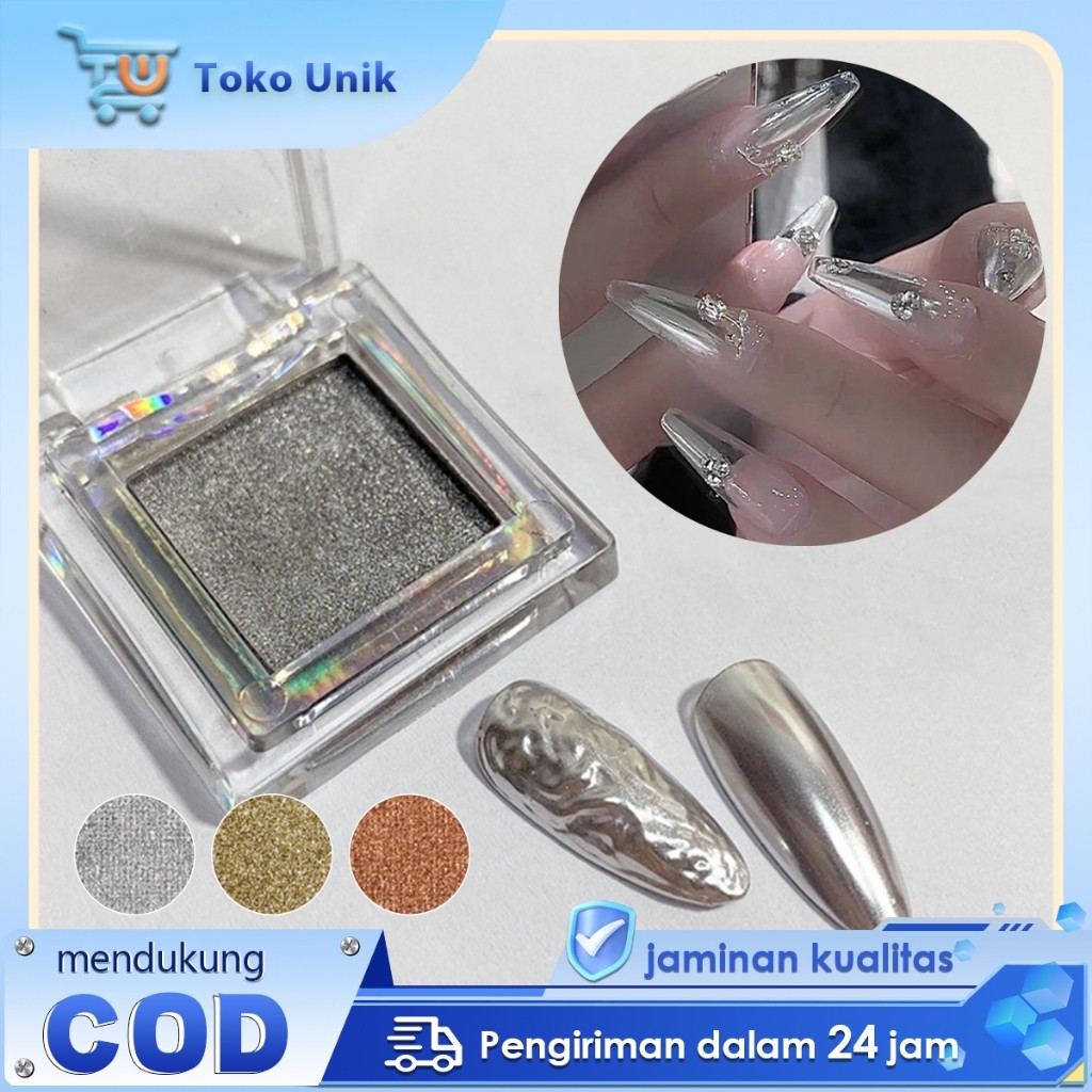 Mirror Powder Chrome Serbuk Nail Art Bubuk Chrome Untuk Kuku Nail Art Solid Nail Mirror Powder