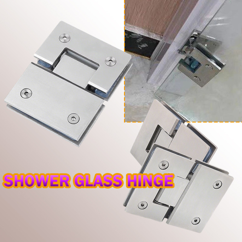 1pc Penjepit pintu kamar mandi Engsel Pintu Kaca Kamar Mandi Baja Tahan Karat 201 Sudut 90°/180°