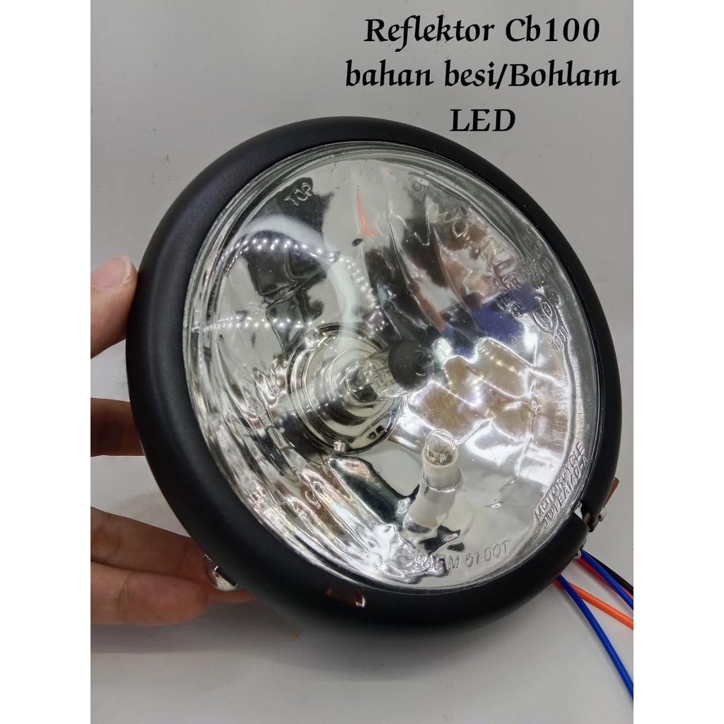 New Lampu depan Head lamp Cb 100 / Reflektor cb100 bahan besi Bohlam LED