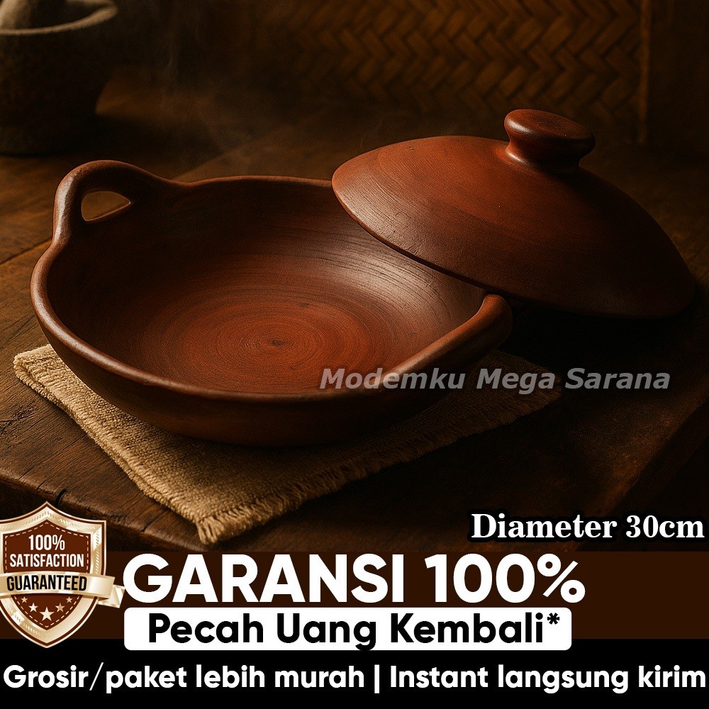 Pawon Gerabah | Wajan Tanah Liat Gerabah Wajan Tradisional - Diameter 30 cm