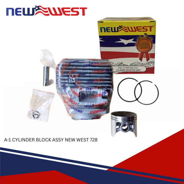 NEW WEST A-1 Cylinder Block  Assy 728 / Block Silinder + Piston Chainsaw NEW WEST Tipe 728 Original