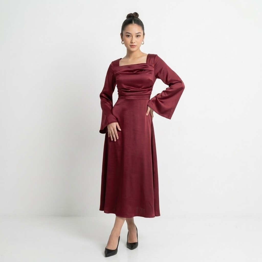 G234 LOLIA DRESS LEBARAN SATIN VELVBET MEWAH | DRESS KONDANGAN LENGAN PANJANG | BAJU MUSLIM ELEGANT 