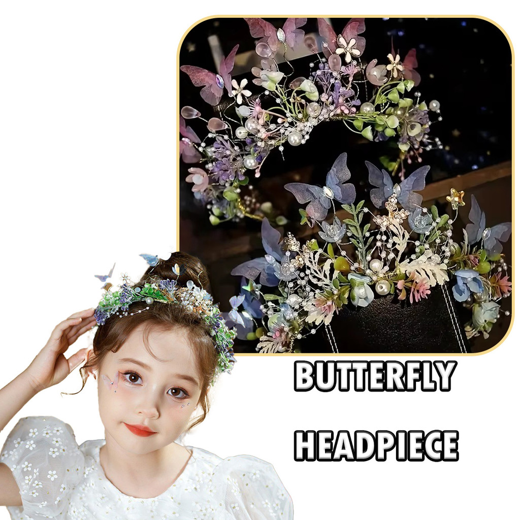 Hiasan Rambut Mahkota Bunga Mutiara Princess Pink Biru Untuk Anak Perempuan Pesta Headpiece Bunga Ke