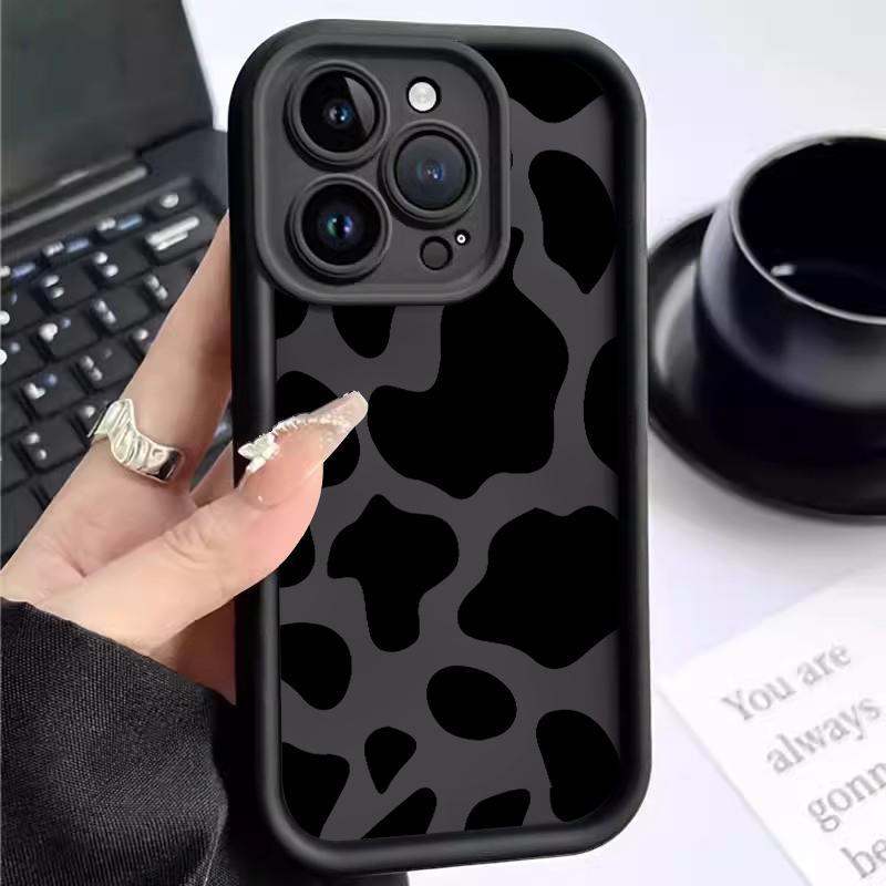 Case Hp For Iphone 15 Pro Max 12 Mini 13 14 16 17 Lembut Silikon Camera Casing Cantik Motif Sapi Sof