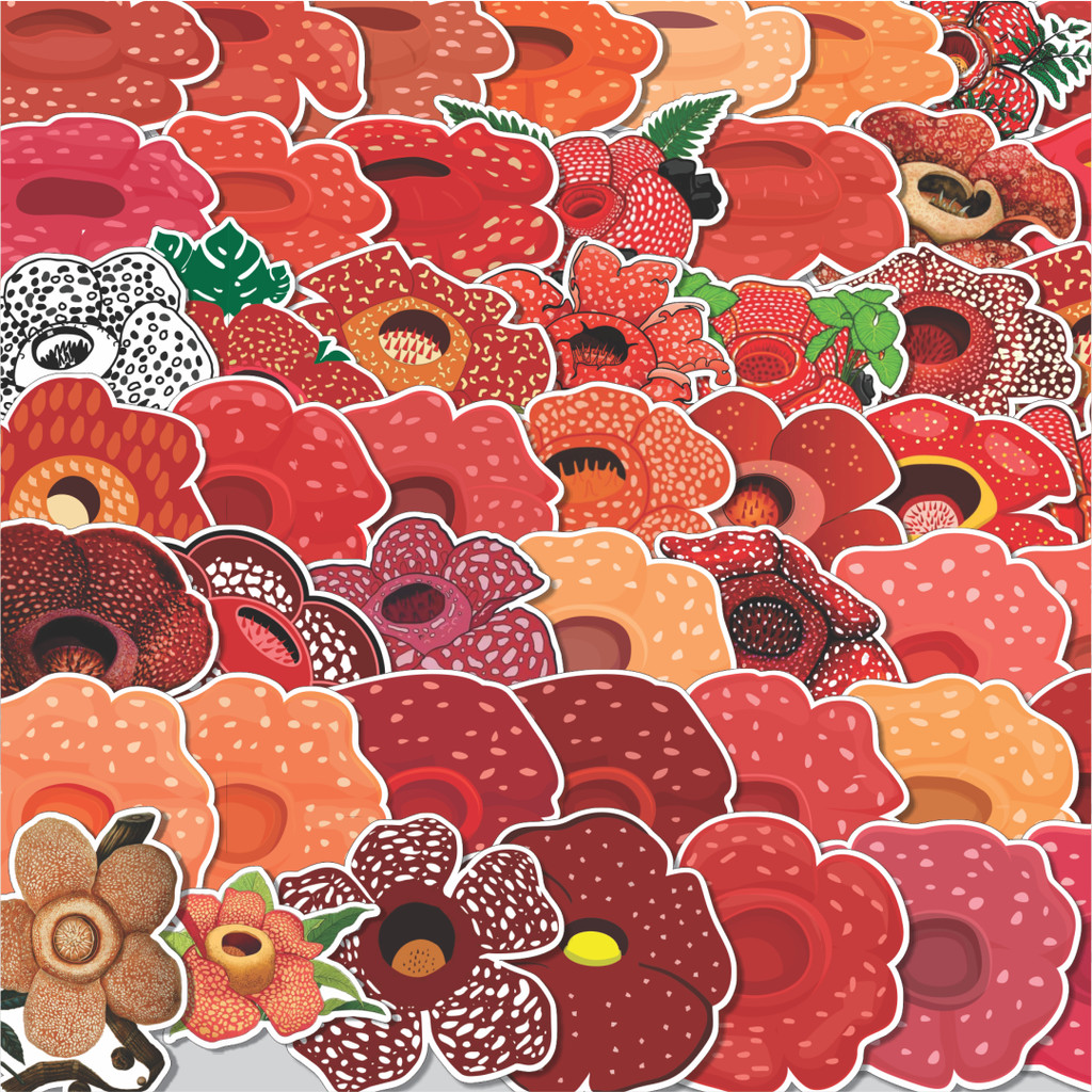 Stiker Cutting Pack RAFFLESIA Isi 100Pcs Series Aesthetic Lucu Keren Untuk Koper Bahan Vynil