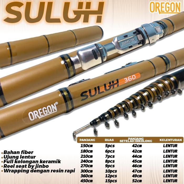 Joran Tegek Kolong Oregon Suluh Ruas Pendek Bahan Fiber Action Medium Tangkai Tongkat Pancing - Tege