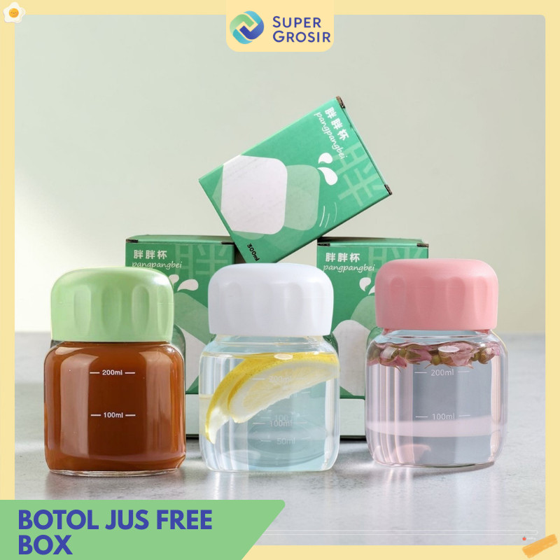 Botol Minum Kaca Mini Tempat Air Susu Jus//MINUM JUS Free Box