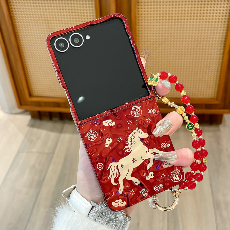 Casing Ponsel Lipat untuk Samsung Galaxy Z Flip7 Flip6 Flip5 Flip4 Flip3 Tas Keberuntungan Gelang Ku