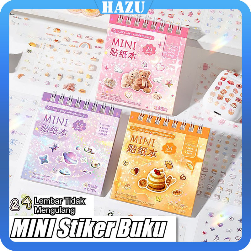 Stiker Buku Mini PVC 24 Lembar - Stiker Korea Aesthetic untuk Journal Stiker DIY Stike &Dekorasi Mur