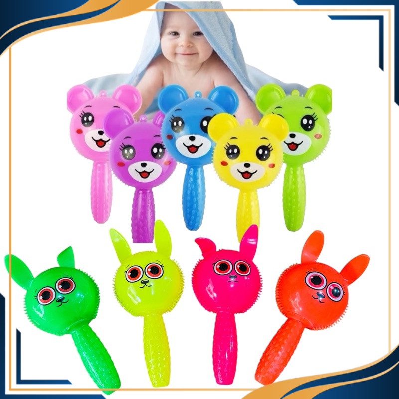 Ready 1995 Rattle Stick Bayi Karet Lampu Bunyi Suara Baby Toys Kerincingan Boneka Mainan Anak Siliko