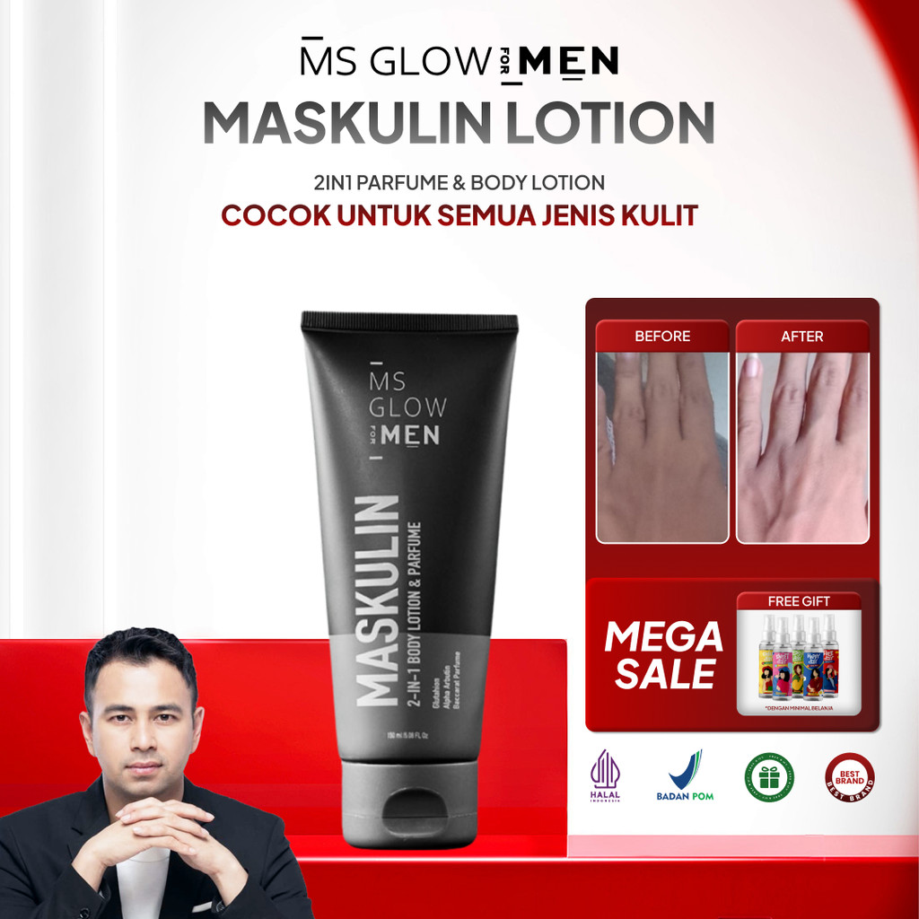 MS GLOW MEN - Body Lotion Pria MS Glow For Men Maskulin 2in1 Body Lotion & Parfume Hand Body Pelemba