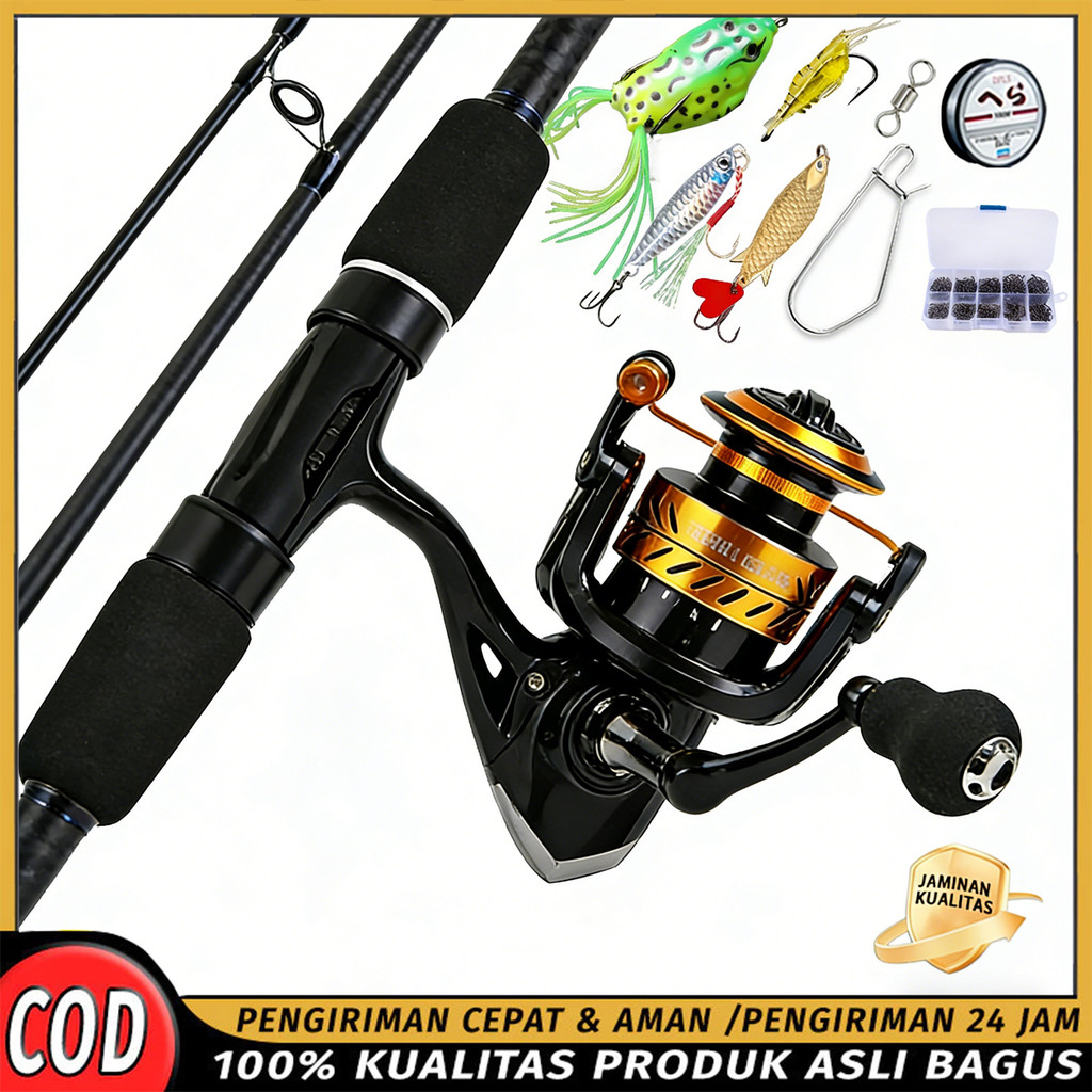 # Beli 1 Dapat 10 # Daiwa Joran Pancing Carbon 1 Set 1.6M-2.4M Satu Set Reel Pancing Joran Pancing 1